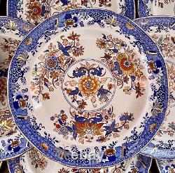 Set of 12 Spode Stone China Dinner Plates 2086 Imari Regency 1805-1830 Very Rare