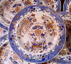 Set of 12 Spode Stone China Dinner Plates 2086 Imari Regency 1805-1830 Very Rare
