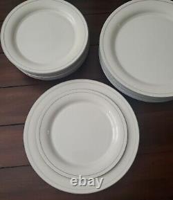 Set of 15 Grey Pinstripes Lenox ChinaStone 7 DINNER PLATES 10 3/4 + 8 Salad