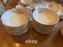 Set of 243 Pieces Antique Haviland Limoges 1893 model Ranson withcustom Hand Decor