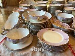 Set of 243 Pieces Antique Haviland Limoges 1893 model Ranson withcustom Hand Decor