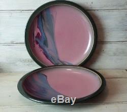 Set of 3 Edith Heath Ceramics Dinner Plates NOS California Pottery Green Pink