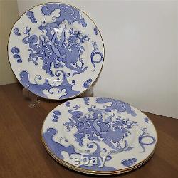 Set of 3 Royal Worcester Blue Dragon (coburg, scalloped) dinner plate