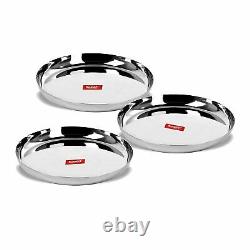 Set of 3 Stainless Steel Heavy Gauge Dinner Plates Dinnerware & Serveware