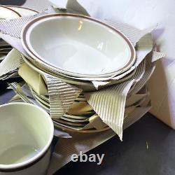 Set of 32-Vtg Flower Garden Hand Painted Stoneware Dinner Plates Interpur Japan