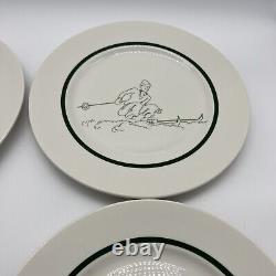 Set of 4 1948 Vintage Syracuse China Restaurant Ware Skier 10.5 Dinner Plates