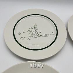 Set of 4 1948 Vintage Syracuse China Restaurant Ware Skier 10.5 Dinner Plates