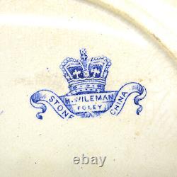 Set of 4 19c Staffordshire BLUE WILLOW Dinner Plates Wileman Foley John Meir