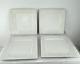 Set Of 4 American Atelier Bianca Leaf Square Dinner Plates Raised Design 11 Sq