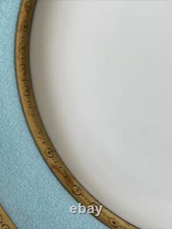 Set of 4 Gorgeous Minton Dinner Plates? Turquoise, Gold Border Hand Painted