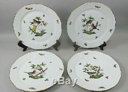 Set of 4 Herend Fine China ROTHSCHILD BIRD (RO) 10 Dinner Plates #524