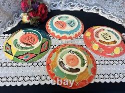 Set of 4 Jill Rosenwald Pottery Hand Painted Dinner Plates 10 7/8