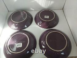 Set of 4 LE CREUSET Cassis-Aubergine Stoneware 10 DINNER PLATE / BOWL purple