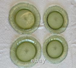 Set of 4 RARE Juliska Colette 11 Dinner Plates Jade Green Glass Retired