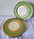 Set Of 4 Selb Bavarian Green And Gold Encrusted 11 Dinner Plates