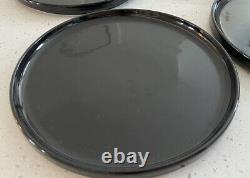 Set of 4 TREND PACIFIC BAUHAUS Kenmochi Minimalist Stoneware Black Dinner Plates