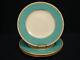Set Of 4 Wedgwood Turquoise Ulander 10-3/4 Dinner Plates Wide 2 Rims Gold Trim