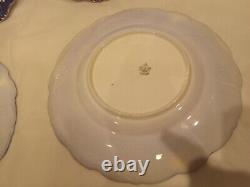 Set of 4 Wheeling Pottery La Belle China Flow Blue Turkey Plates c. 1890s-1910s