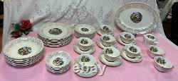 (Set of 49 PCS)-FRENCH SAXON CHINAUNION MADE U. S. A. 22 KT GOLD China Dinner Set