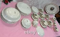 (Set of 49 PCS)-FRENCH SAXON CHINAUNION MADE U. S. A. 22 KT GOLD China Dinner Set