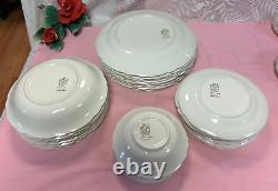 (Set of 49 PCS)-FRENCH SAXON CHINAUNION MADE U. S. A. 22 KT GOLD China Dinner Set