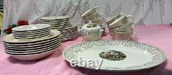 (Set of 49 PCS)-FRENCH SAXON CHINAUNION MADE U. S. A. 22 KT GOLD China Dinner Set