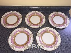 Set of 5 Black Knight Plates 11 Cabinet Dinner Gold Green Purple Bavaria Lot