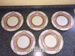 Set of 5 Black Knight Plates 11 Cabinet Dinner Gold Green Purple Bavaria Lot