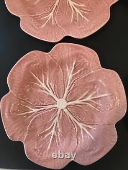 Set of 5 Bordallo Pinheiro 10.5 Majolica Pink Cabbage Leaf Dinner Plates