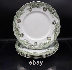 Set of 5 Geneva Green Gold New Wharf Pottery Semi Porcelain Dinner Plate 9.75