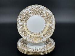 Set of (5) Royal Crown Derby BROCADE 10.5 Gold Bone China Dinner Plates