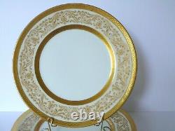 Set of 6 Antique Limoges Bernardaud Raised Gold Porcelain Dinner Plates