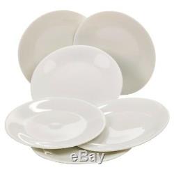 Set of 6 Bormioli Rocco White Moon Opal Glass Dessert Plates Dinner Service Set