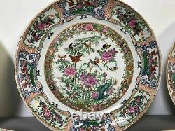 Set of 6 Fine 19th Century Chinese Porcelain Rose Medallion Dinner Plates