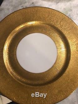 Set of 6 Heinrich & Co. Selb Bavaria 22k Gold Wide Encrusted Dinner Plates 11