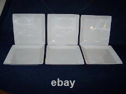 Set of (6) Pottery Barn Great White Square 10 1/2 Dinner Plates Free Shipping