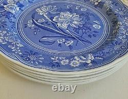 Set of 6 Spode Blue Room Collection China Dinner Plates 10.5 Blue & White