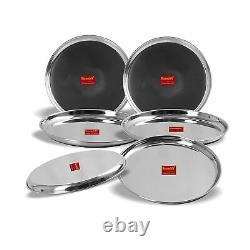 Set of 6 Stainless Steel Heavy Gauge Dinner Plates Dinnerware & Serveware