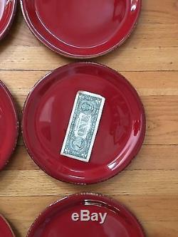 Set of 6 Vietri Italy Rosso Vecchio Red Dinner Plates