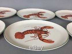 Set of 6 Villeroy & Boch PACIFIC LOBSTER Oval Dinner Plate Serving Platter 11.5