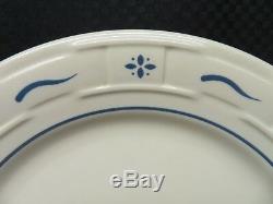 Set of 7 Longaberger Pottery WOVEN TRADITIONS CLASSIC BLUE 10 Dinner Plates USA