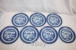 Set of 7 MOTTAHEDEH Canton Blue and White 10 1/4 Dinner Plates MINT HC88