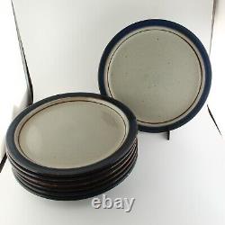 Set of 7 Otagiri Stoneware Dinner Plates 10.5 Mariner Japan Blue Gray MCM