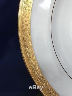 Set of 8 Antique Minton Gold Encrusted Dinner Plates #G6285 1920 England