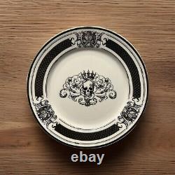 Set of 8-Grace Teaware Halloween Skull King Crown Dinner 10 & 8 Plates NEW