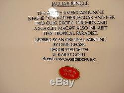 Set of 8 Lynn Chase Jaguar Jungle 11 Dinner Plates with 24K Gold trim