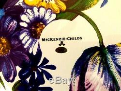 Set of 8 MACKENZIE-CHILDS 10 1/4 White Flower Market Enameled Dinner Plates New