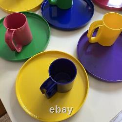 Set of 8 Massimo VIGNELLI HELLER 10 Melamine Dinner Plates Mugs Rainbow Picnic