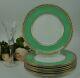 Set Of 8 Royal Doulton Green And Gold Laurel Rims China 10-1/4 Dinner Plates