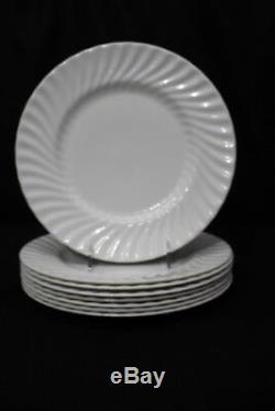 Set of 8 Vintage Royal Doulton CASCADE #H5073 White Swirl Dinner Plates, England